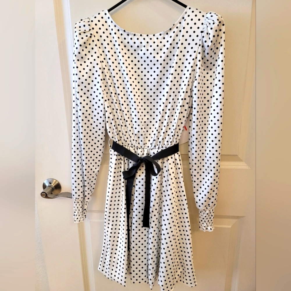 Vanessa Scott Elegant Polka Dot Dress - S